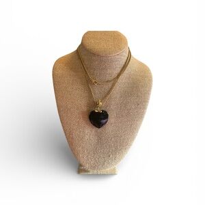 Warner Brothers Looney Tunes Gold and Black Heart Pendant Tweety Bird Necklace